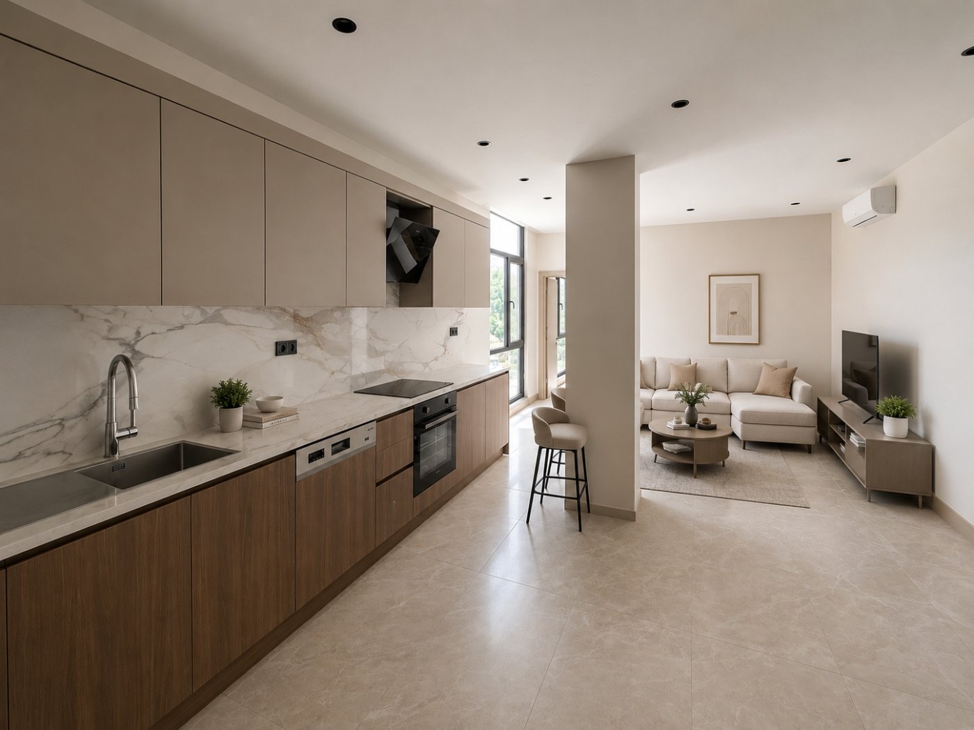 Open-plan kitchen and living room
