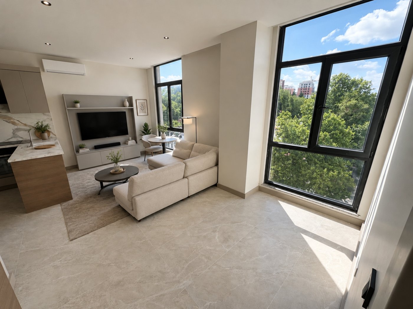 Living room filled with natural light